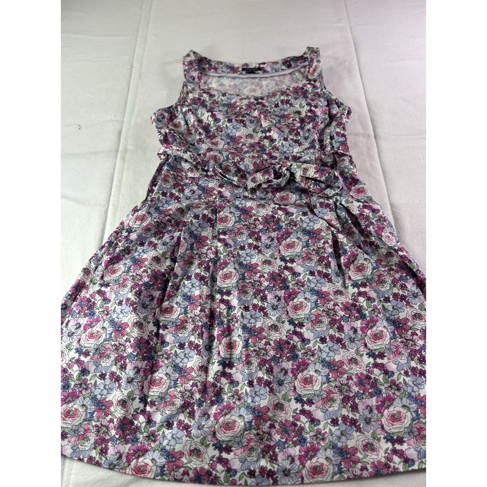 Tommy Hilfiger Fit & Flare Floral Dress Belted Sleeveless Cotton Lined Size 14